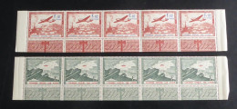 FRANCE - 1941 - LVF N°YT. 2 Et 3 - Bandes De 5 Bord De Feuille - Neuf Luxe ** / MNH / Postfrisch - Francobolli Di Guerra