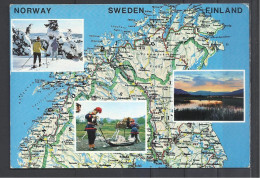 Finland, Sweden, Norway, Map, Mailed In Finlanf,1970. - Carte Geografiche