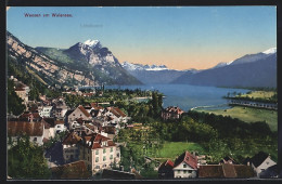 AK Weesen Am Walensee, Ortsansicht Vor Bergsee Mit Leistkamm  - Weesen