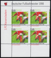 2010 Fußball Kaiserslautern - Stark Verzähnter Rand-Viererblock, ** Postfrisch - Abarten Und Kuriositäten