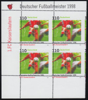 2010 Fußball Kaiserslautern - Stark Verzähnter Rand-Viererblock, ** Postfrisch - Variétés Et Curiosités