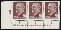 938z Ulbricht 70 Pf Mit Druckvermerk, ** Befund Schönherr VP Einwandfrei - Unused Stamps