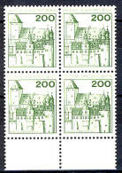 540 Burgen U.Schl. 200 Pf UR-Viererbl. ** Postfrisch - Unused Stamps
