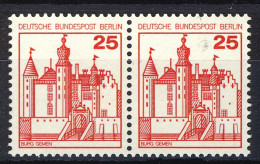 587 Burgen U.Schl. 25 Pf Waag. Paar ** Postfrisch - Unused Stamps