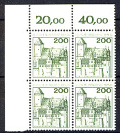 540 Burgen U.Schl. 200 Pf Eck-Vbl. Ol ** Postfrisch - Nuevos