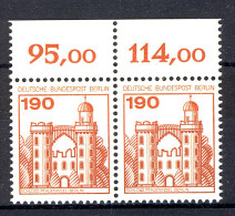 539 Burgen U.Schl. 190 Pf Paar OR ** Postfrisch - Unused Stamps