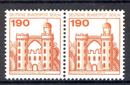 539 Burgen U.Schl. 190 Pf Waag. Paar ** Postfrisch - Nuevos