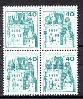 535 Burgen U.Schl. 40 Pf Viererblock ** Postfrisch - Ongebruikt