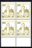 534 Burgen U.Schl. 30 Pf UR-Viererbl. ** Postfrisch - Nuevos