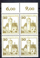 534 Burgen U.Schl. 30 Pf OR-Viererbl. ** Postfrisch - Ongebruikt