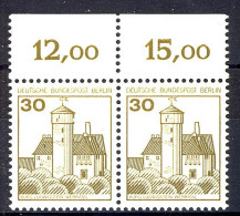 534 Burgen U.Schl. 30 Pf Paar OR ** Postfrisch - Nuevos