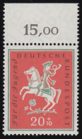 287 Jugend Volkslieder 20+10 Pf ** Oberrand Dgz Durchgezähnt - Unused Stamps