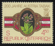 1769 200 Jahre Austria Tabak, Zigarrenschleife Mit Tabakpflanze, 4.50 S ** - Ungebraucht