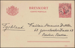 Postkarte P 34 BREVKORT König Gustav Druckdatum 214, STOCKHOLM 17.1.1919 - Entiers Postaux