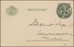 Postkarte P 29 BREFKORT 5 Öre Druckdatum 913, STOCKHOLM 16 RÖDBODT 16.7.1914 - Ganzsachen