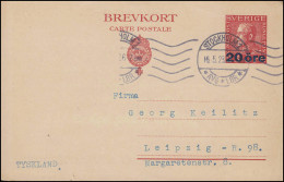 Postkarte P 47I König Gustav Maschinenaufdruck 20 / 25 Öre, STOCKHOLM 16.5.1923 - Entiers Postaux