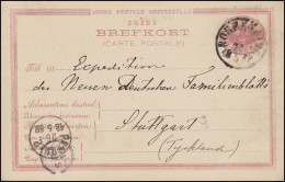 Postkarte P 13 BREFKORT 10 Öre, Bahnpost NORRKÖPING - 26.5.1882 N. Stuttgart - Altri & Non Classificati