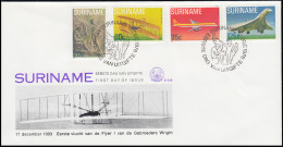 Surinam Flugzeuge 1987 - Ikarus Concorde Wright-Flyer I - Schmuck-FDC - Aerei