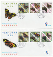 Surinam FAUNA 1998 Insekten: Schmetterlinge - Satz Auf 2 Schmuck-FDC's - Mariposas