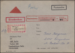 DDR Postsache Per Einschreiben Und Nachnahme Aus 1035 BERLIN ZPF Nach Torgelow - Otros & Sin Clasificación