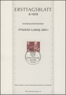 ETB 06/1978 Friedrich Ludwig Jahn, Turnvater - 1. Tag - FDC (Ersttagblätter)