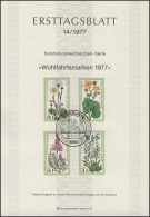 ETB 14/1977 Wofa, Wiesenblumen, Margerite, Sumpfdotter, Vergissmeinnicht - 1e Jour – FDC (feuillets)