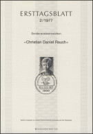 ETB 02/1977 Christian Daniel Rauch, Bildhauer - 1e Jour – FDC (feuillets)