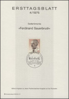 ETB 04/1975 Prof. Ferdinand Sauerbruch, Chirurg - 1. Tag - FDC (Ersttagblätter)