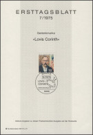 ETB 07/1975 Lovis Corinth, Maler - 1er Día – FDC (hojas)