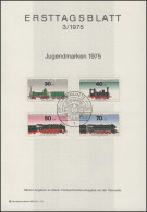 ETB 03/1975 Jugend, Lokomotiven / Eisenbahnen - 1° Giorno – FDC (foglietti)