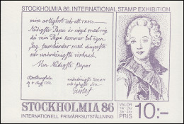 Markenheftchen 100 Briefmarkenausstellung STOCKHOLMIA'86 Ausgabe 1984, ** - Non Classés