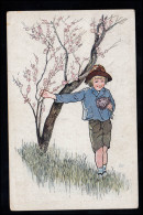 Österreich Künstler-AK Lächelnder Junge Mit Blütenstrauß, PÖCHLARN 24.9.1924 - Unclassified