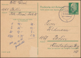 DDR P 77 Doppelkarte Aus BERLIN ZPF 15.10.85 Nach Berlin / Antwortteil Unbenutzt - Other & Unclassified