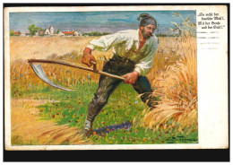 AK Landwirtschaft Wohlfahrt: Der Schnitter Mit Sense, MÜNCHEN 3.12.1914 - Autres & Non Classés