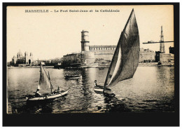 Foto-AK Marseille Fort Saint-Jean Mit Kathedrale - Hafen Mit Booten, Ungebraucht - Otros & Sin Clasificación