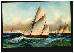 Künstler-AK Schiffe: Segelregatta Der Zweimaster ZÜRICH (WOLLISHOFEN) 28.10.1911 - Altri & Non Classificati