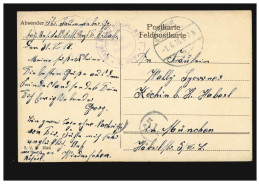 Feldpost BS Bayer. Res.-Fussartillerie-Regiment 1 Auf Passender AK, 1.6.1918  - Ocupación 1914 – 18
