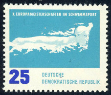 910 Schwimm-EM Delphinschwimmen 25 Pf ** - Unused Stamps