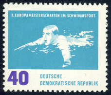 911 Schwimm-EM Brustschwimmen 40 Pf ** - Unused Stamps