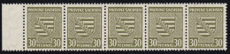 83X III Provinzwappen 30 Pf. Als 5er-Randstreifen Mit PLF III Weiße Linie, ** - Mint