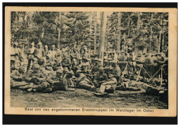 AK Rest Von Den Neu Angekommenen Ersatztruppen Im Waldlager Im Osten, 21.8.1916  - Sonstige & Ohne Zuordnung