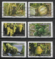 France 2012  Oblitéré Autoadhésif  N° 687 - 688 - 689 - 692 - 694 - 697  -     Flore  -  Fruits De France Et  Du Monde - Used Stamps