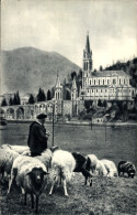 CPA Lourdes Hautes Pyrénées, Basilika, Hirte, Schafe - Sonstige & Ohne Zuordnung
