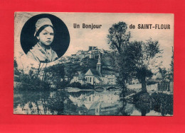 F 21556  Un Bonjour De SAINT FLOUR (Jeune Fille )   ( 1935 )   ( 2 Scans) ( 15) - Saint Flour