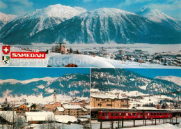 12682204 Samedan Kirche Bahnhof Panorama  Samedan - Sonstige & Ohne Zuordnung