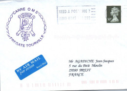 ENVELOPPE AVEC CACHET FREGATE FASM TOURVILLE - CARRE OMS - ESCALEEN GRANDE BRETAGNE LE 26/10/1998 - Poste Navale