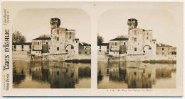 Photo Stéréoscopique 7,2x7,5cm Carte 17,2x8,9cm Vues D'Italie S. 114 - 561 PISE. Le Château Sur L'Arno* - Stereo-Photographie