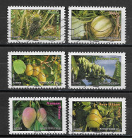 France 2012  Oblitéré Autoadhésif  N° 686 - 687 - 690 - 694 - 695 - 697    -    Flore  -  Fruits De France Et  Du Monde - Used Stamps