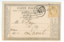 CARTE PRECURSEUR Année 1876 Avoué FAY De LAVAL 53 Mayenne - 1849-1876: Période Classique