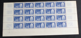 FRANCE - 1949 - N°YT. 842 - St Wandrille - Bloc De 20 Bord De Feuille - Neuf Luxe ** / MNH / Postfrisch - Unused Stamps